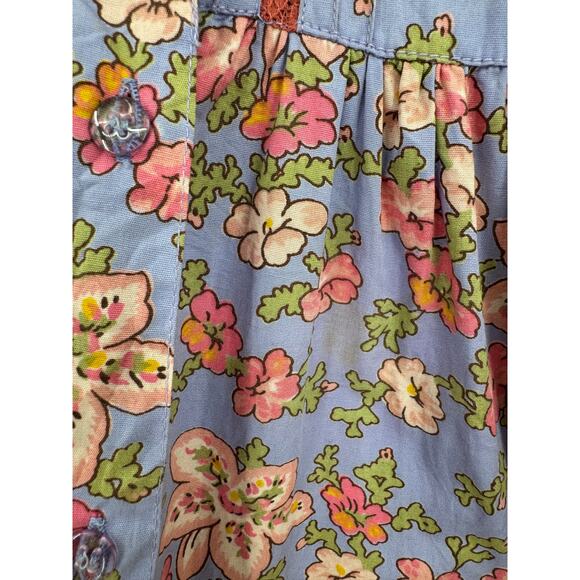 VTG Cornelloki dress girls 10 sleeveless button floral pleated lace boho prairie - Picture 7 of 7